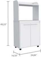 lapday Kitchen Storage with 1 Shelf & 2 Doors,Caster Wheels,for Living Room,Dining Room(White,14.19"×24.84"×49.23").