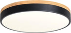 Dimmable Modern Wood Ceiling Light, Black LED 5CCT 2700K-6000K Flush Mount Ceiling Lighting Fixture, Round Light Fixtures for Kitchen Living Room Dining Room Bedroom 15.8in