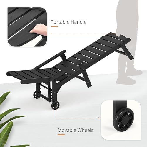 LUE BONA Outdoor Chaise Lounge, 5‑Position, 2‑Pack, Black