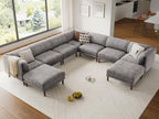 Cloud Sectional Couches for Living Room,Modular Sectional Sofa,Grey | Extra Deep 9 Seater,Oversized Couches With 2 Ottoman,Solid Wood Leg,Large Sofa for Big Space,Office,Apartmen