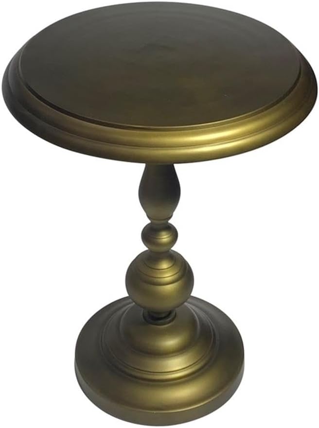 Carolina Chair & Table Pearson Round Accent Table - Elegant Aluminium Frame and Top, Hand Forged Pedestal Base Bedside Furniture - Contemporary Side Table for Dining, Working (Antique Brass)