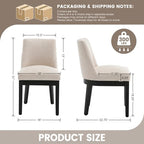 RIVOVA Upholstered Dining Chairs Set of 6, Modern Wooden Dining Room Chair Linen Fabric Kitchen Chairs Farmhouse Dinner Chair with Black Hardwood Frame, Beige