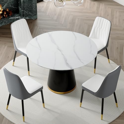 Round Dining Table Set for 4, Modern 45'' Small Dining Table for Kitchen, Space Saving, Easy Assembly
