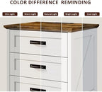 Whalefall 3 Drawers Farmhouse Nightstand with Charging Station, White | 22'' Wide Bedside Table for Bedroom, Large End Table with Storage for Living Room, Wooden Pedestal