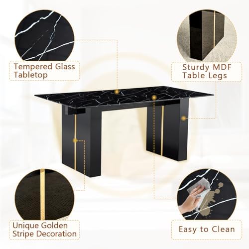 8 Chairs Dining Table Set, 71'' Kitchen Table Set for 8, Faux Marble Dining Table Set for 8 with PU Leather Chairs for Kitchen, Dining Room,Easy to Assemble
