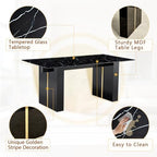 8 Chairs Dining Table Set, 71'' Kitchen Table Set for 8, Faux Marble Dining Table Set for 8 with PU Leather Chairs for Kitchen, Dining Room,Easy to Assemble