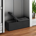 SONGMICS 43.3 Inches Folding Storage Ottoman Bench with Flipping Lid | Storage Chest Footrest Padded Seat, Iron Frame Support, Ink Black, MINOTA Collection ULSF75BK