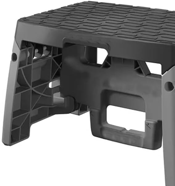Heavy Duty Folding Step Stool - 300 lb Capacity, Lightweight 3.5 lbs, Compact Foldable Design for Kitchen, Bathroom & Garage - Non-Slip Surface (Black/Gray)