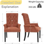 adochr Dining Chairs with Arms,Linen High Back Dining Room Chairs, Orange | Upholstered Accent Armchair with Solid Wood Legs & Nailhead Trim for Kitchen Living Room, 500 LBS Capacity