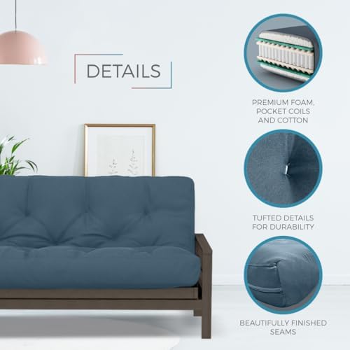 Royal Sleep Products by The Futon Factory | 10 inch Pocket Coil Futon Mattress - Hunter Green - Queen Size - CertiPUR Certified Foam - Made in USA - Frame Not Included