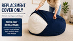 ULTIMATE SACK | 5 Ft Bean Bag Chair Replacement Cover Only | Black Fur | Removable Washable Cover only