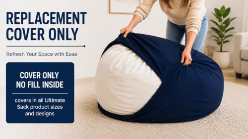 ULTIMATE SACK | 5 Ft Bean Bag Chair Replacement Cover Only | Black Fur | Removable Washable Cover only