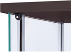 BOWERY HILL 4 Shelf Glass Display Case Cabinet with Chrome Support Beams and Cappuccino Brown Top/Base