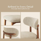 POVISON Mid-Century Modern Dining Chairs Set of 2, Fully Assembled Dining Chairs, Solid Ash Wood Frame, Textured Linen Blend Fabric, Armless Side Chairs for Dining Room & Kitchen