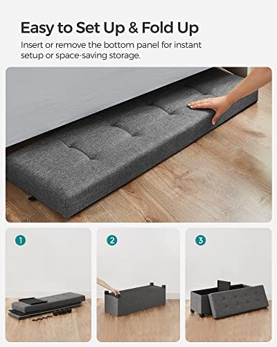 SONGMICS Storage Ottoman Bench, Foldable Foot Rest with Legs | End of Bed Bench, Storage Chest, 43.3 x 15 x 15.8 Inches, Load up to 660 lb, Slate Gray, MELISA Collection ULSF018G01