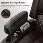 Upgraded 5 Seater Reclining Sofa Set, Modern Living Room Couch (Pu,Brown) | Home Theater Seating with Removable Console, Recliner Sectional Couch with Storage, Reclining Sectional Couch Set with USB