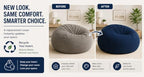 ULTIMATE SACK | 5 Ft Bean Bag Chair Replacement Cover Only | Black Fur | Removable Washable Cover only