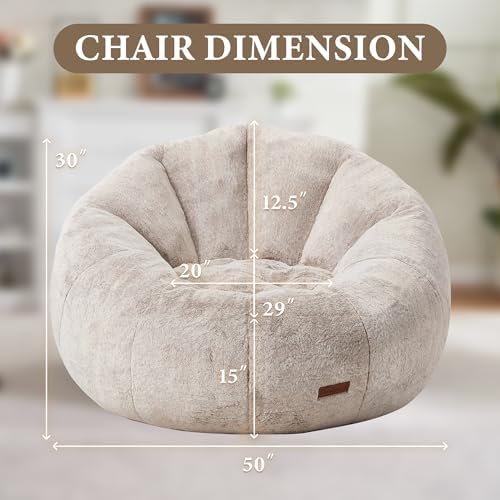 Hobestluk Large Bean Bag Chair for Adults to Relax, Donut-Shaped (Brown) | Special Donut Design, Memory Foam Filling, Comfortable Stuffed Sofa, Relaxing, Reading or Playing, Soft Plush Faux Fur Fabric