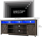 80" LED Farmhouse TV Stand for 90/85/80 Inch TVs,Tall Entertainment Center Storage Cabinets w/Power Outlets and Sliding Barn Door,Rustic TV Stands for Living Room,Media Console Cabinet (Charcoal)