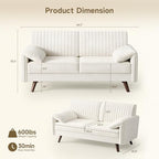 ONBRILL 64.5" Loveseat Sofa, Chenille Loveseat Couch for Living Room, Beige