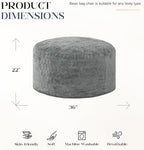 Hobestluk Large Bean Bag Chairs 3FT Big Adults BeanBag Chairs Plush Cover | Memory Foam,Washable Cover,Unique Fluffy Plush,Comfy Filled Adults Bean Bag Gaming Reading Bedroom Dorm Room | Light Grey 3FT
