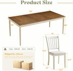AMERLIFE 9 Piece Farmhouse Dining Table Set with 79" Table, Cream | Solid Rubberwood Frame, 8 Chairs Included, Farmhouse Design, Upholstered Seating, Rustic Cream Finish