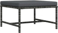 Sectional Patio Footrest, Outdoor Modular Ottoman Footstool with Thick Cushion, Gray PE Rattan Garden Lounge Furniture, Weather-Resistant Steel Frame Seat for Backyard Deck Poolside