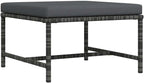 Sectional Patio Footrest, Outdoor Modular Ottoman Footstool with Thick Cushion, Gray PE Rattan Garden Lounge Furniture, Weather-Resistant Steel Frame Seat for Backyard Deck Poolside