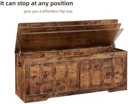VANKILEY 51.2" Storage Chest Extra Large,Wooden Storage Bench,Rustic Brown | Chest with 2 Safety Hinges, 51.2*15.7*19.1inches, Wooden Trunk for Bedroom, Livingroom,Entryway,Easy Assembly.