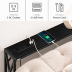 MAHANCRIS 5.9" Narrow Sofa Table with Charging Station, 39.4 Behind Couch Table with Outlet, Slim Entryway Console Table, Small Space, for Hallway, Living Room, Foyer, Black CTHB151E01