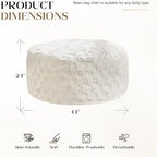 Hobestluk Adults Bean Bag Chair 4FT Big BeanBag Chair Extra Large Oversized | Memory Foam,Washable Cover,Unique Fluffy Plaid,Comfy Big Bean Bag with Filler Lounging Gaming Bedroom Living Room | White 4FT
