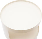 Bed Side Table, Round End Table Metal Small Bedside Table, Modern Nightstand Small Accent Table No Assembly Required Drink Tables for Living Room, Bedroom, Office, Entryway (White)