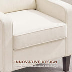 Weture Mid-Century Accent Chair, Beige Armchair Living Room Chairs | Comfy Upholstered Reading Accent Chairs for Bedroom, Modern Single Sofa Chair