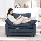 Modern Oversized Accent Chairs Set of 2,Chenille Cloud Sofa Chair with Deep Seat,Upholstered Armchair with Extra Thick,Comfy accent chairs Reading Chairs for Living Room Bedroom Apartment BLUE