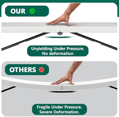 Folding Table 1 Pack, 6FT Folding Table Portable with Built-in Handle, Heavy Duty Plastic Table with Steel Legs Supports to 300lbs, Suitable for Party, Camping, Events Indoor&Outdoor Use, White