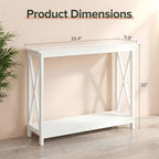 SUPER DEAL Console Table 39.5”, 2-Tier Narrow Sofa Side Table with Storage Shelf, Entrance Table for Hallway/Foyer/Living Room/Corridor/Office, White