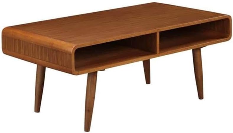 Pemberly Row Mid-Century 3-Piece Table Set, Solid Rubberwood, Rich Walnut Finish, Includes Coffee Table & 2 End Tables, Open Cubby Storage, Tapered Legs, Living Room Furniture Ensemble