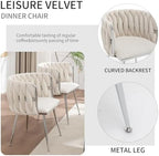 Velvet Dining Chairs Set of 2, Upholstered Dining Room Chairs with Metal Legs, Sillas de Comedor Modernas 2, Modern Kitchen Chairs for Dining Room, Living Room, Kitchen, Bedroom, Beige