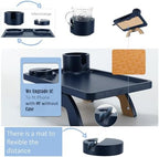 Nnewvante Couch Armrest Tray 3 in 1 Bamboo Clip-on Couch Table, Navy Blue, | Large 15.36"x9.85" Sofa Arm Table,Easy-Access 360°Rotating Cup and Phone Holder and Non-Slip Base