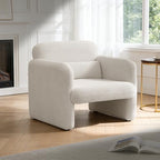 33.86" Accent Chairs, Modern Velvet Fabric Arm Chair Comfy Upholstered Armchair Leisure Single Sofa Chair with a Waist Pillow for Bedroom, Office and Living Room (Beige)