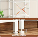 SUPERJARE Triple Bookshelf, Bookcase with 14 Open Display Shelves, Wide Book Shelf Book Case for Home & Office, 5 Tier, White