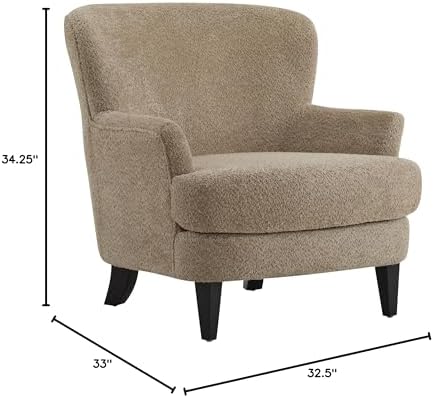 Christopher Knight Home Winnie Accent Chair and Ottoman Set, Living Room/Bedroom Wooden Comfy Reading Chair with Footrest Stool, Boucle Upholstered Wingback Single Sofa, Brown