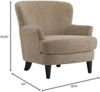 Christopher Knight Home Winnie Accent Chair and Ottoman Set, Living Room/Bedroom Wooden Comfy Reading Chair with Footrest Stool, Boucle Upholstered Wingback Single Sofa, Brown