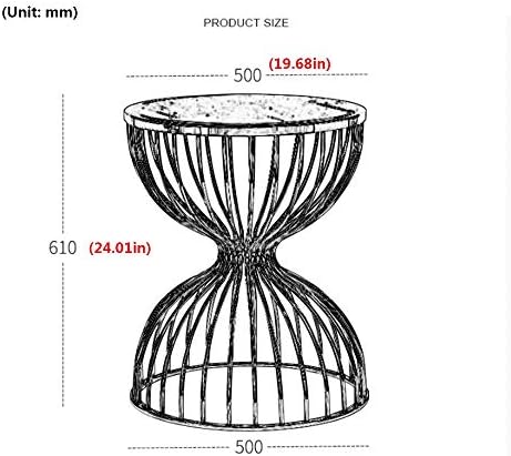Telephone Table, Marble Round Metal Side Table,Living Room Sofa Side Table,Telephone Table,Hourglass Shape,for Living Room,Champagne Gold (Color:Champagne Gold,Size:19.68