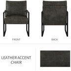 CANMOV Modern Accent Chair Set of 6, PU Leather Armchair with Metal Frame,Comfy Single Reading Chair with Soft Padded Backrest and Cushion for Living Room, Bedroom,Reading Room,Office,Dark Grey