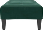 Velvet Footstool Dark Green 30.3x21.7x12.2 Inches, Stable Plywood Frame Footrest for Sofa or Recliner, Cozy and Compact Stool for Living Room