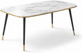 HIPIHOM 47.2''Dining Table Set for 4, Modern Rectangular Dining Table with White Marble Texture MDF Top, Nordic Style Kitchen Table for 4-6 Persons, Space-Saving Home Office Desk
