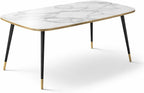 HIPIHOM 47.2''Dining Table Set for 4, Modern Rectangular Dining Table with White Marble Texture MDF Top, Nordic Style Kitchen Table for 4-6 Persons, Space-Saving Home Office Desk