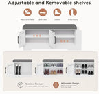 Farmhouse Shoe Storage Bench with 3-in-1 Entryway Storage & Padded Seat | 39.6" Wide Entryway Bench with Adjustable Shelves, Shoe Organizer & Side Storage Rack for Living Room, Bedroom, White