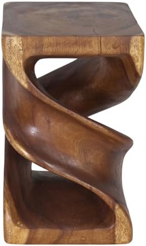 Haussmann Sculptural Double Twist Table, Solid Rain Tree Wood, Walnut‑Tone Oil